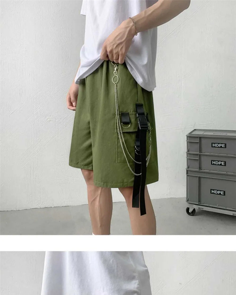 Loose Summer Black Gargo Shorts Men Gothic High Street Pants Funny Slim Fit Shorts Trousers Fashion Mens Cargo Hip Hop Shorts