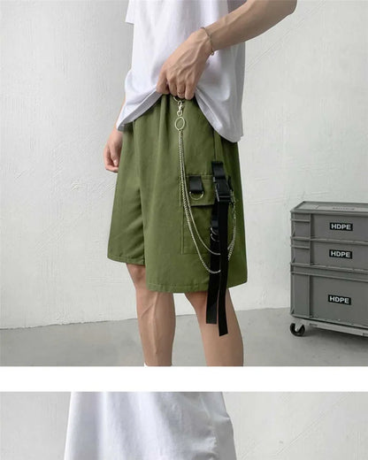 Loose Summer Black Gargo Shorts Men Gothic High Street Pants Funny Slim Fit Shorts Trousers Fashion Mens Cargo Hip Hop Shorts