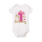 My 1st Birthday Print Baby Romper Infant Bodysuit Newborn Short Princess Sleeve Jumpsuit Baby Girl Birthday Party Outfit Clothes