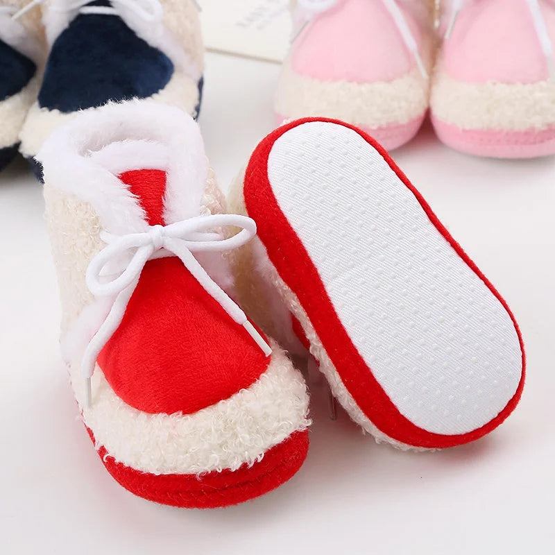 Baywell Baby Boots Newborn Winter Plush Snow Booties for Infant Boys Girls Soft Comfortable Lace Up Warming Shoes