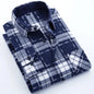 Men's Slim-fit Casual Brushed Flannel Contrast Plaid Shirt Single Patch Chest Pocket Comfortable Soft Long Sleeve Gingham Shirts
