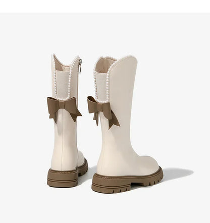 Long Boots for Girls and Children 2026 New Winter Long Leather Boots Princess Foreign Girls Plus Cashmere Shoes