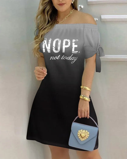Fashionable Sexy Women's Print Dress Women's Word Shoulder Short -sleeved A -line Dress Ladies Off The Shoulder Mini Dresses