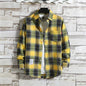 Spring New Korean Style Plaid Shirts Men's Handsome Long-sleeved Loose Casual All-matching Shirt Coats 2026 Trend Men's Clothing