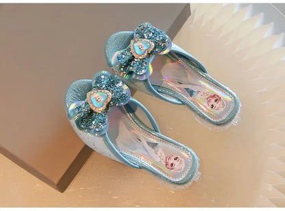 Disney Frozen Elsa Shoes For Girls Children Cartoon Princess Flats Kids Beach Home Shoes Inside Outside Slippers Size 26-36