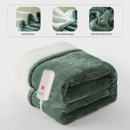 Heated Blanket Electric Throw 50''X60''-Soft Silky Plush Electric Blanket with 4 Heating Level & 3 Hour Auto Off Heating Blanket