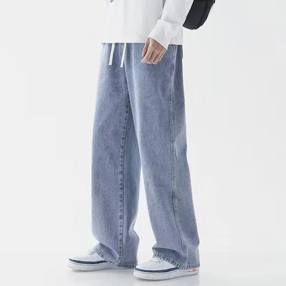 2026 Hot Selling Korean Men's Casual Long Denim Classic Men's Straight Leg High Street Denim Wide Leg Pants