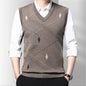 Men's Vest Knitted V-neck Young Business Sleeveless Jacquard Banquet Base Fashion Men's Vest