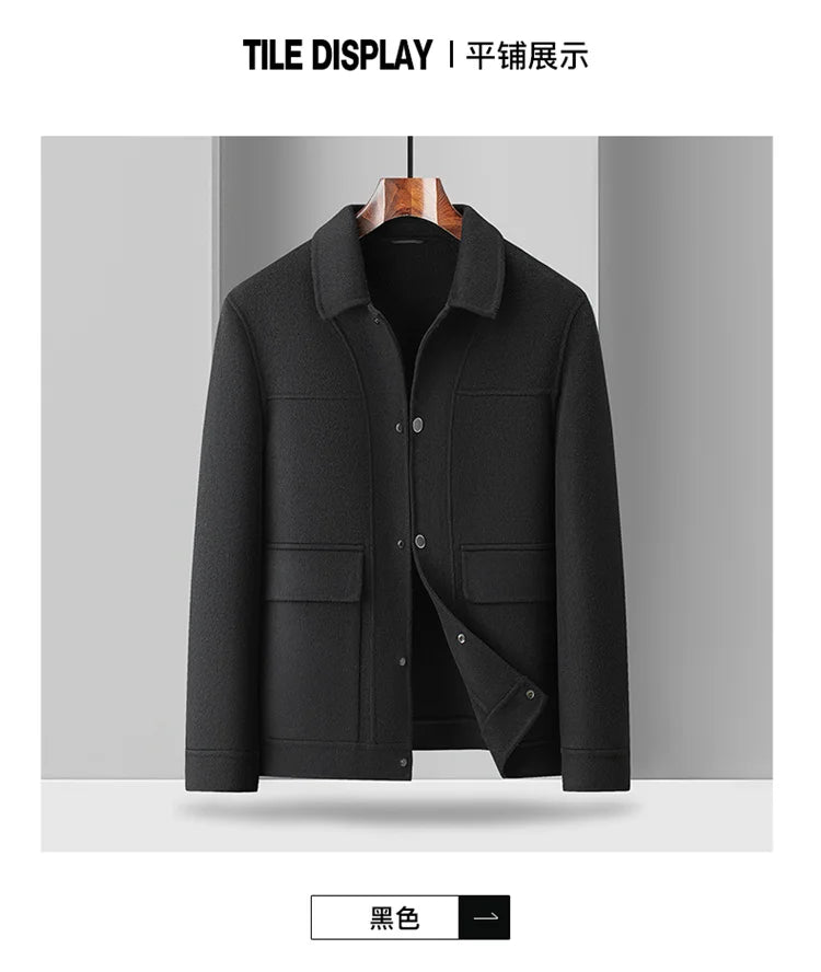 2025 Autumn/Winter New Double sided Woolen Coat High end Fabric Korean Edition Fashion Pure Handmade Woolen Coat Work Style