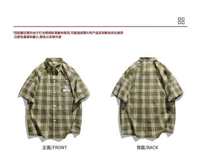 Korean Y2k Streetwear Plaid Shirt Men Shirts 2025 New Summer Fashion Chemise Homme Men's Checkered Shirts Short Sleeve Men Blouse