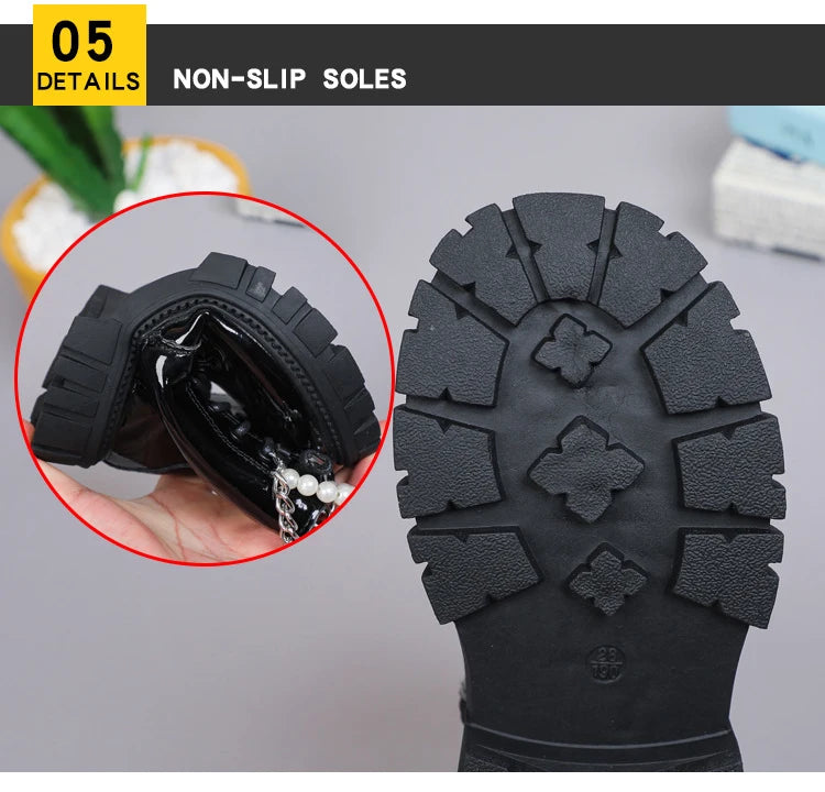 Girls Boots Children Beading Short Boots Student Shoes Kids Waterproof Outdoor Boots Autumn Spring New Non-slip Boots