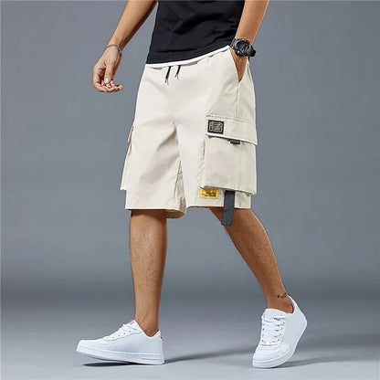 2025 New Summer Men Trend Cargo Shorts Men's Letter Print Pocket Shorts Fashion Casual Straight Shorts Male Ropa Hombre