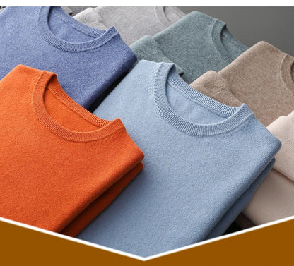 100% merino cashmere sweater men's round neck pullover business casual fashion top knitted loose men's Jacket