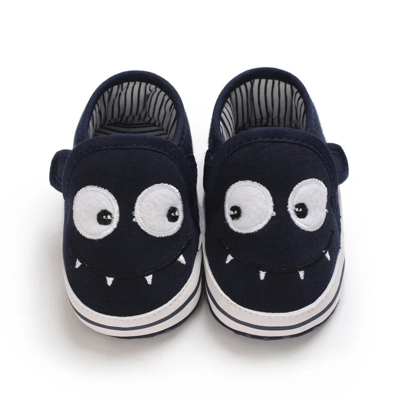 Lucky Blue Newborn Infant Toddler Boy Girl Casual Breathable Soft Cloth Bottom  Anti-slip PU Leather First Walkers Canvas Shoes