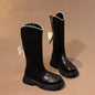Long Boots for Girls and Children 2026 New Winter Long Leather Boots Princess Foreign Girls Plus Cashmere Shoes