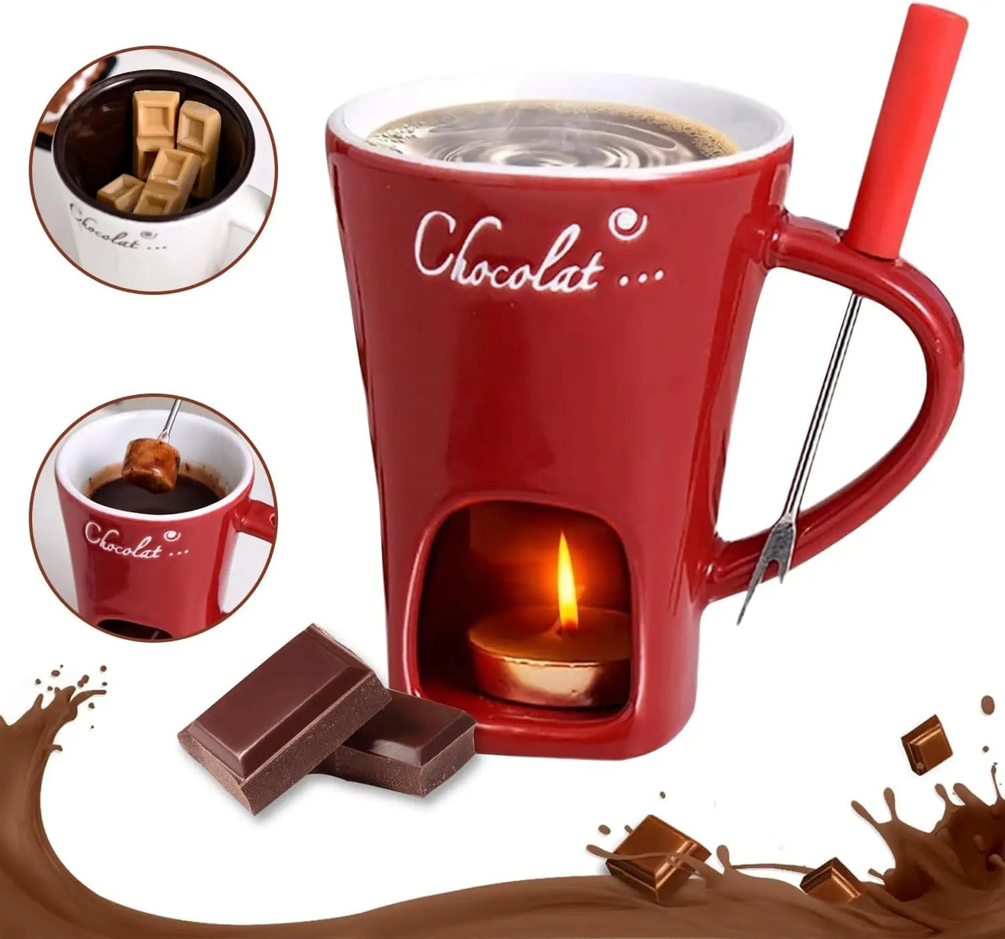 Hot Chocolate Fondue Mug Ceramic Mini Chocolate Melting Cup Butter Warmer Heating Tableware Creative Household Drinking Utensils