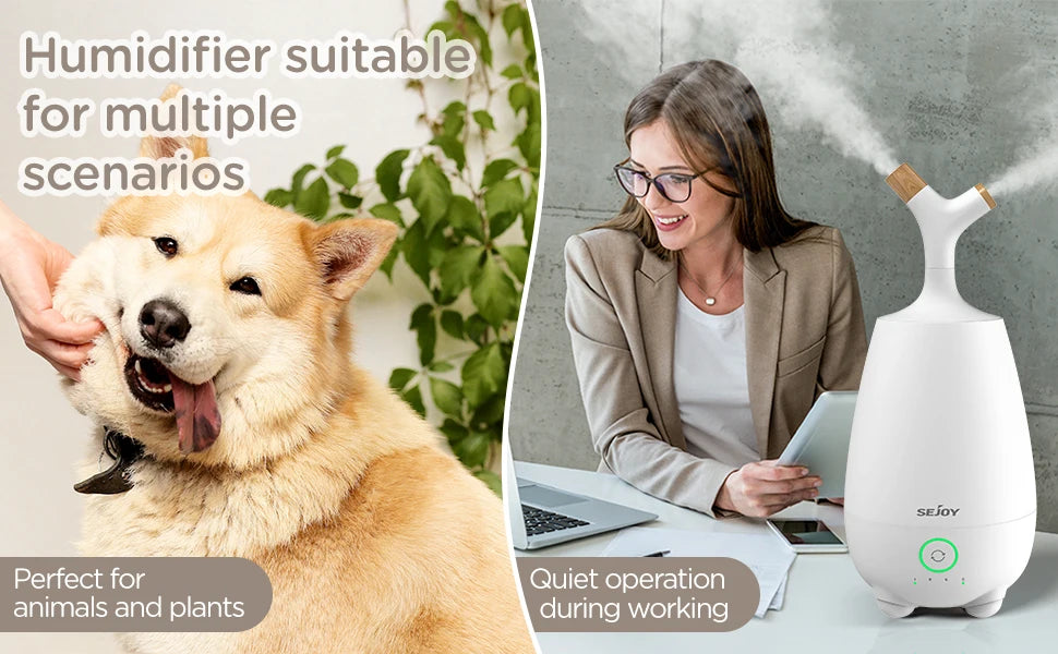 SEJOY Humidifiers for Large Room 5L Ultrasonic Cool Mist Humidifier for Bedroom Ultra Quiet Top Fill Air Humidifier for Baby
