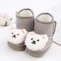 Baywell Cute Cartoon Animal Newborn Baby Boots Winter Plush Snow Booties for Boy Girl Soft Soled Comfortable Warming Shoes