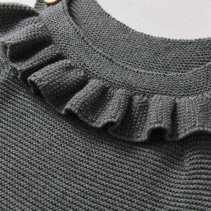 Toddler Newborn Baby Girl Jumpsuit Suspenders Costumes Outfit Knit Bodysuit Solid Color Sleeveless Knitted Sling Autumn Winter