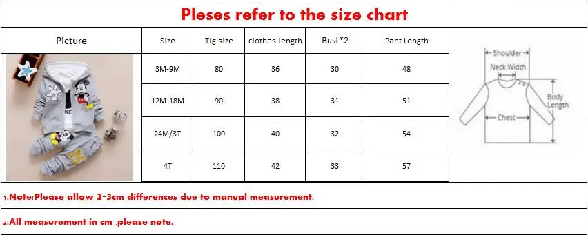 Baby Girls Boys Mickey Minnie Clothing Sets Spring Autumn Kids Outfits Hoodie +T-shirt + Pants Tracksuit Children Sport Suit