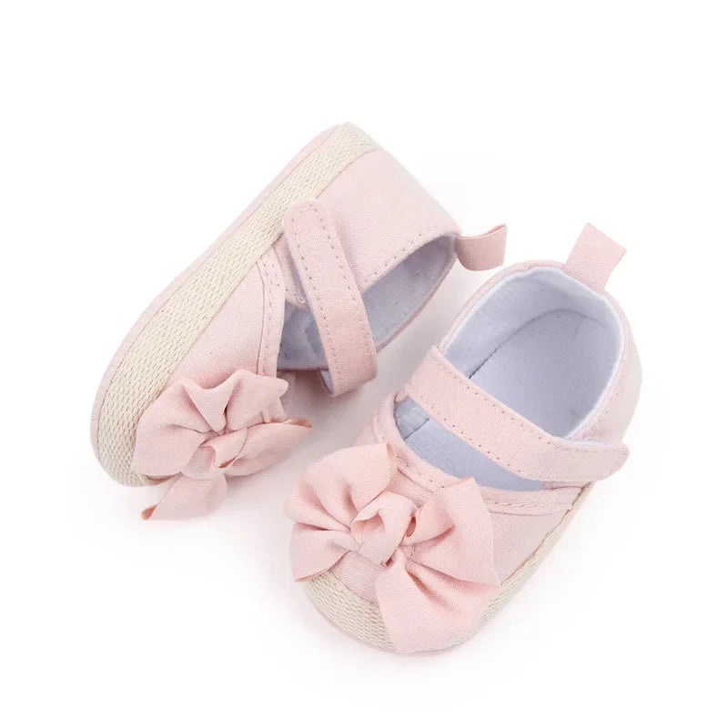 Baby Girls Shoe Soft Soles Non-slip Butterfly Knot Fashion Outdoor Solid Color Infant Newborns Crib First Walkers Princess Shoes