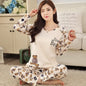 Autumn Thin 2pieces Pijamas Set Women 2026 Cartoon Round Neck Girls Pajamas Sets Honey Boof Full Sleepwear Clothes Sleep Tops