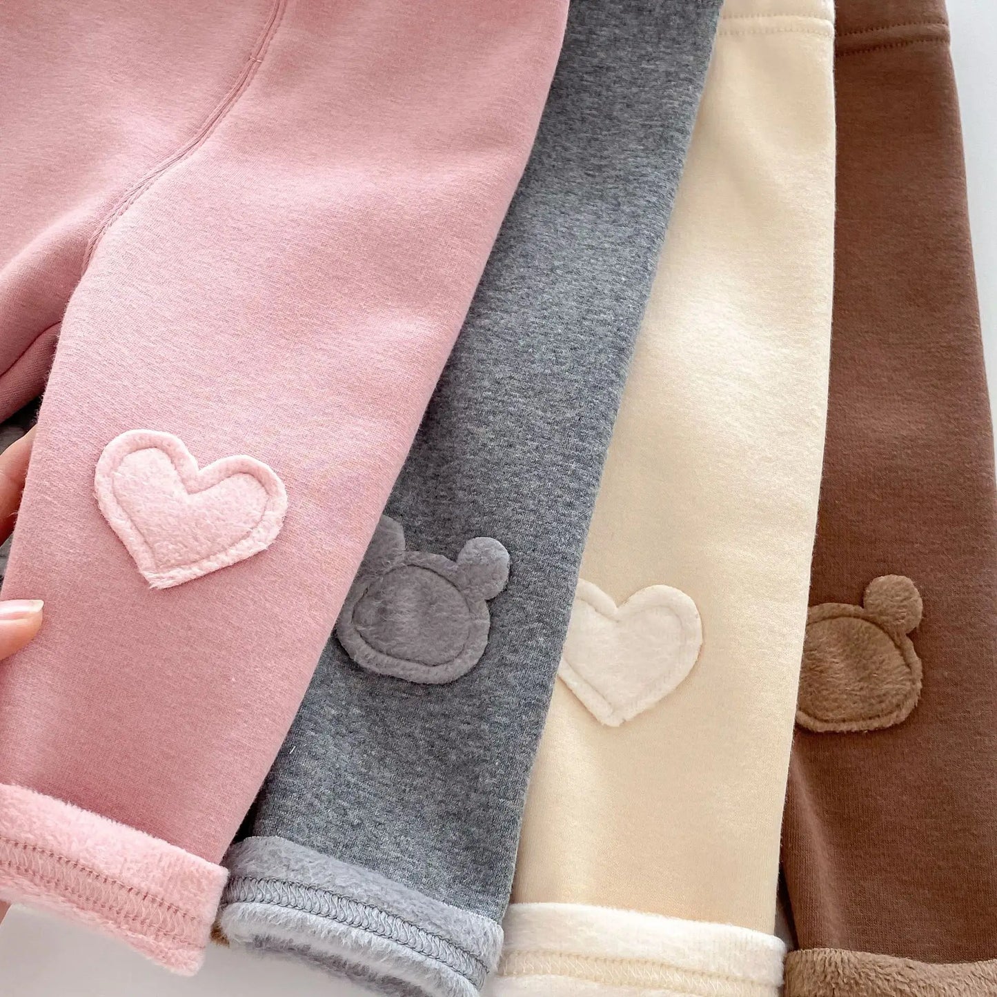 Girls Leggings 2026 Winter 0-5Y Children's Clothes Baby Girls Patch Plus Velvet Warm Pants Trousers