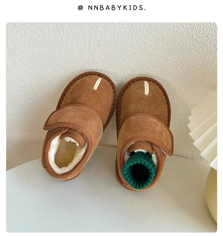 Baby New Winter Snow Boots Warm Plush Leather Toddler Shoes Fashion Boys Girls Anti-slip Rubber Sole Baby Sneakers Infant Boots