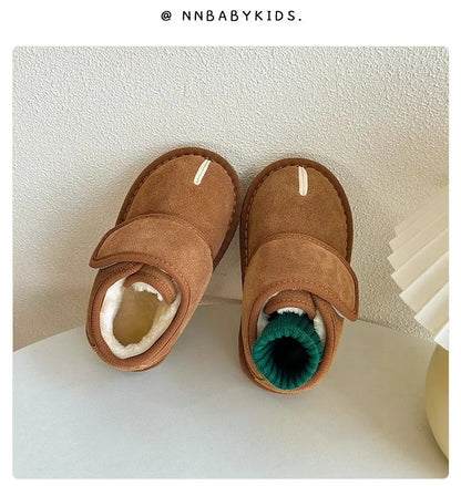 Baby New Winter Snow Boots Warm Plush Leather Toddler Shoes Fashion Boys Girls Anti-slip Rubber Sole Baby Sneakers Infant Boots