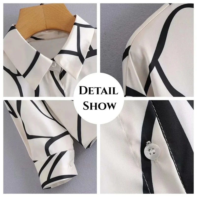 Fashion Women's Shirts Casual Blouses Blue Flowers Print Shirt 2026 New Autumn Large Size Female Clothing Temperament Blouse Top