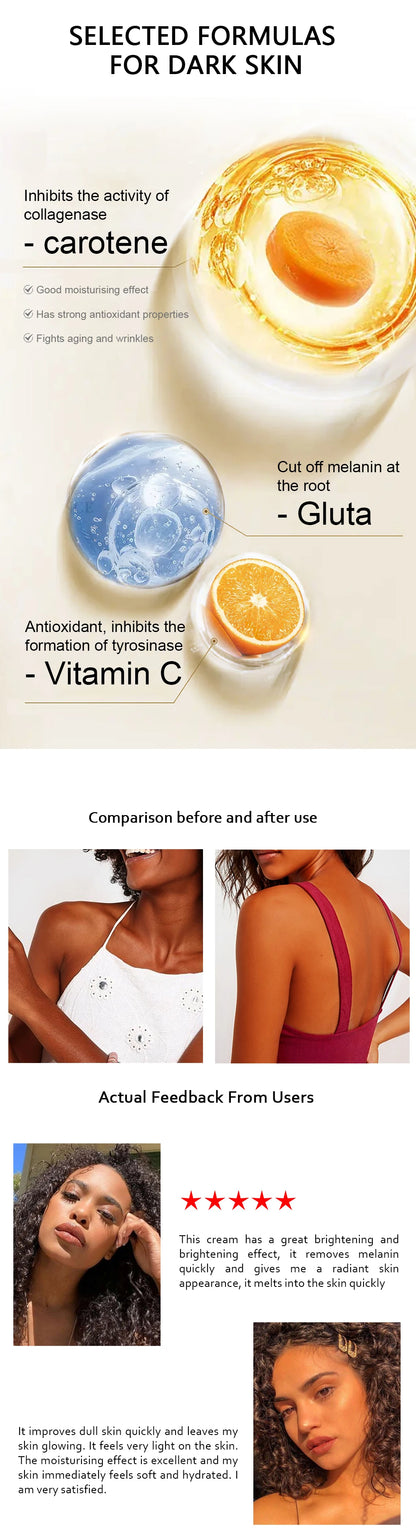 Glut Master GLUTATHIONE+CORROT Skincare Set Lightening Moisturizing Exfoliating Smooth Speedy Glowing skin for Dark Skin Women