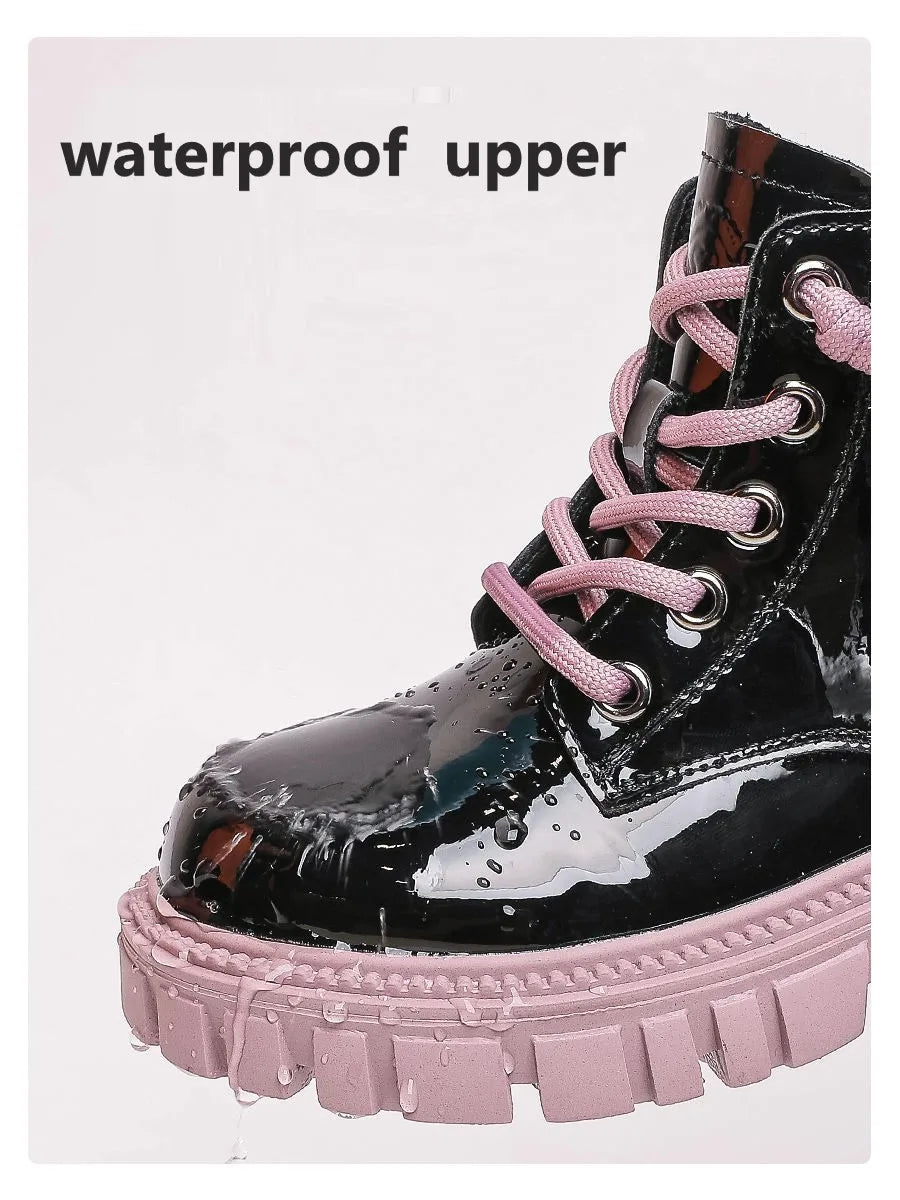 Fashion Kids Boots Girls British Style Children's Ankle Boots Autumn Winter Warm Waterproof Boys Boots 3-15 Years Old Snow Boots