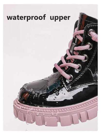 Fashion Kids Boots Girls British Style Children's Ankle Boots Autumn Winter Warm Waterproof Boys Boots 3-15 Years Old Snow Boots