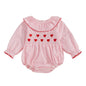 My First Valentines Day Baby Girl Outfit Newborn Heart Smocked Bubble Romper Bodysuit Cute Valentines Day Clothes