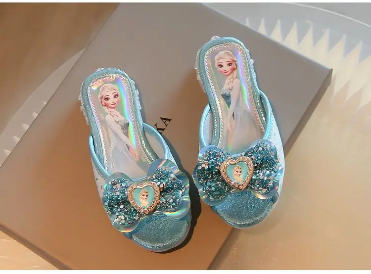 Disney Frozen Elsa Shoes For Girls Children Cartoon Princess Flats Kids Beach Home Shoes Inside Outside Slippers Size 26-36