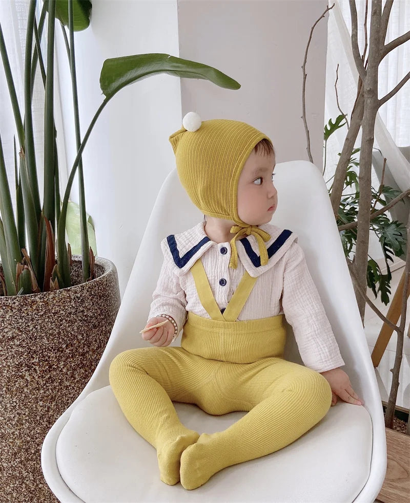 Baby Cute Knitted Tights Boys Girls Pantyhose Casual Suspender Tights Infant Toddler Autumn Spring Leggings Solid Color Clothing