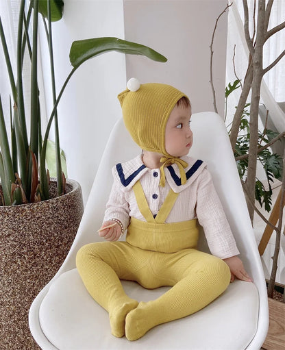 Baby Cute Knitted Tights Boys Girls Pantyhose Casual Suspender Tights Infant Toddler Autumn Spring Leggings Solid Color Clothing