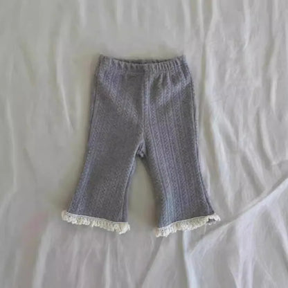 Autumn New Girls Lace Leggings Infant Trousers Cotton Cute Baby Girl Flared Pants Toddler Elastic Pants Kids Casual Pants