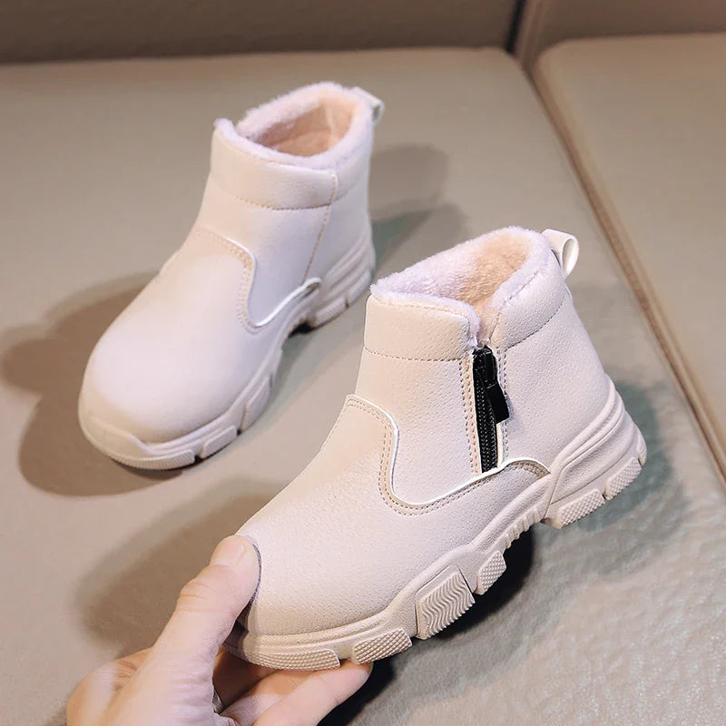 Girl's Snow Boot Winter Cotton Children's Shoes Outdoor Warm Plush Non-slip Simple Fashion Hard-wearing Boys Boots New Style