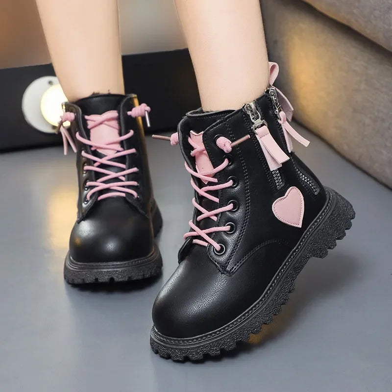 Girls Ankle Boots 2025 New Autumn and Winter Fashion Double Zip Beautiful Princess Non-slip Performance Boots for Catwalk Casual