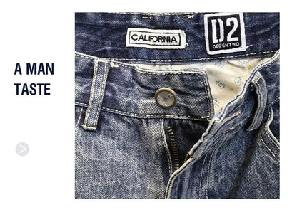 Korean Luxury Clothing Men's Summer Denim Knee Length Shorts 2025 Fashion Designer Ripped Hole Cowboy Korean Slim Short Pants