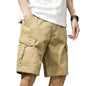 Multi Pockets Button Flying Summer Shorts Mid Rise Solid Color Straight Cargo Shorts Streetwear