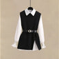 2026 Spring New Korean Elegant in Matching Set Women's Fashion Knitted Vest+ Shirt+ Jeans Three Piece Female Chic Denim Pants Suit