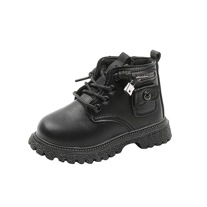 Spring Autumn Children Ankle Boots Classic Simple Black Boots for Girl Fashion Causal Kids Boots for Boys Leather Versatile Soft