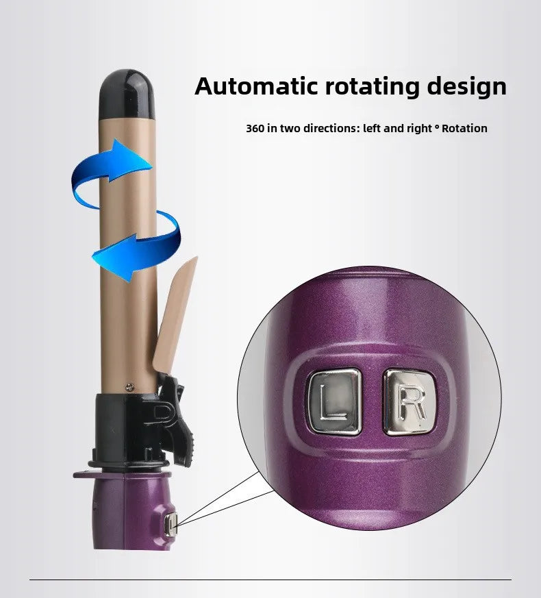 Automatic Hair Curler 1.1inches Rotating Curling Iron with LED Display Fast Heating Curling Wand Hair Curler for Home Travel Use