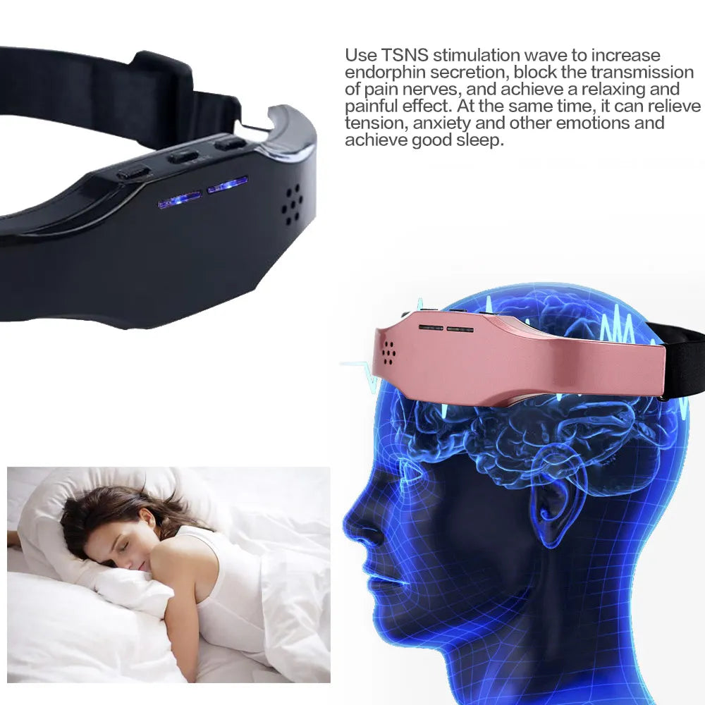 Smart Electric Head Massager Sleep Monitor Insomnia Migraine Relief Massage Release with Stress Sleep Therapy Device Sleep Mask