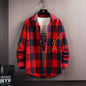 2025 Spring and Autumn Men's Lapel Loose Plaid Button Printed Pocket Casual Fashion Elegant Commuting Long sleeved Shirt