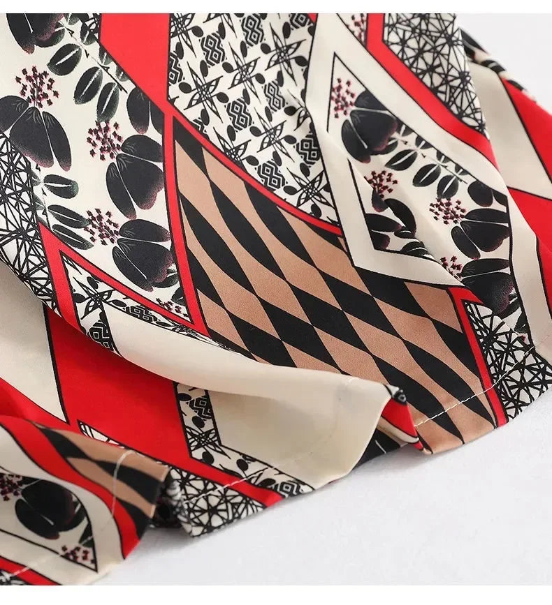 Plus Size Women Silk Satin Blouses Spring Summer Floral Printing Blouse Female Fashion Shirt Tops