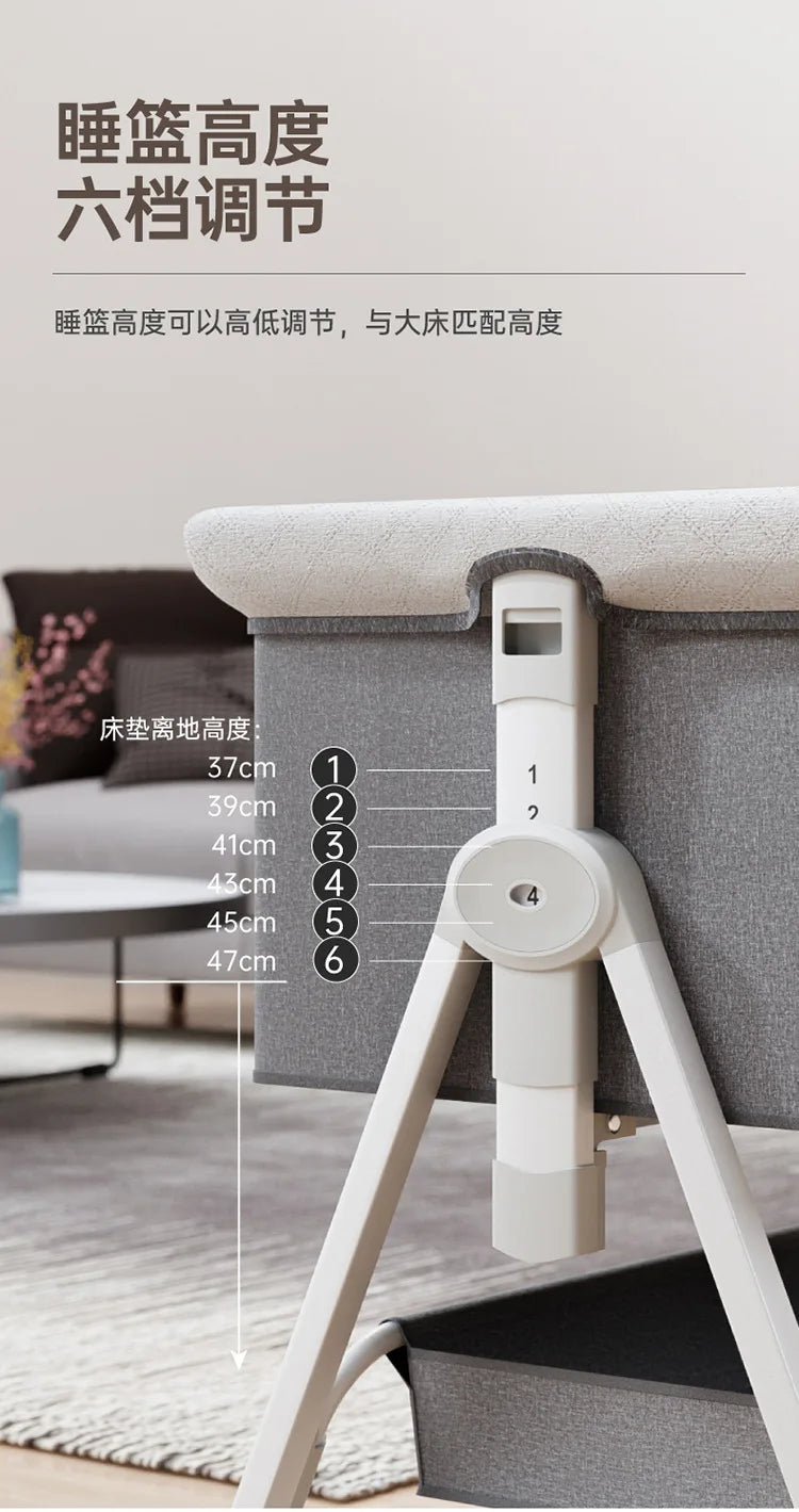 Baby Bed Crib Portable Bassinet Bedside Liftable Cradle Bed Playpen Newborn With Changing Table Storage Bag Mosquito Net