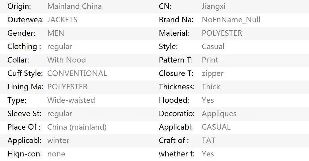 2025 Men's High Quality Classic Fashion New Zipper Printed Hooded Cotton Padded Jacket